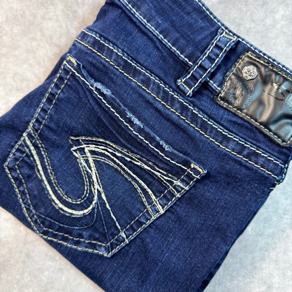 Silver Jeans Co Suki Mid Skinny Dark Wash Contrast Stitch Jeans W31 L31